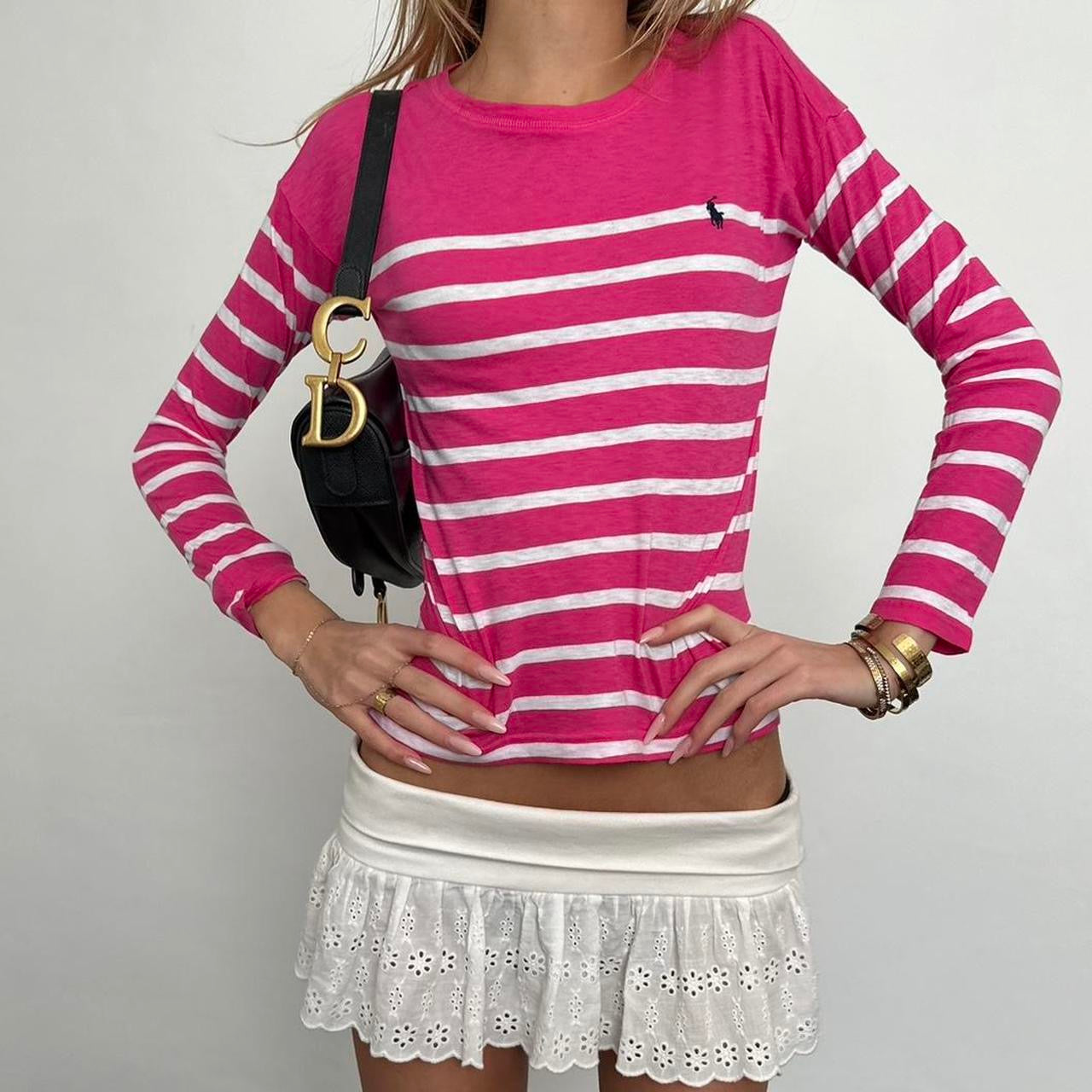 Vintage 2000’s Polo Ralph Lauren striped pink top