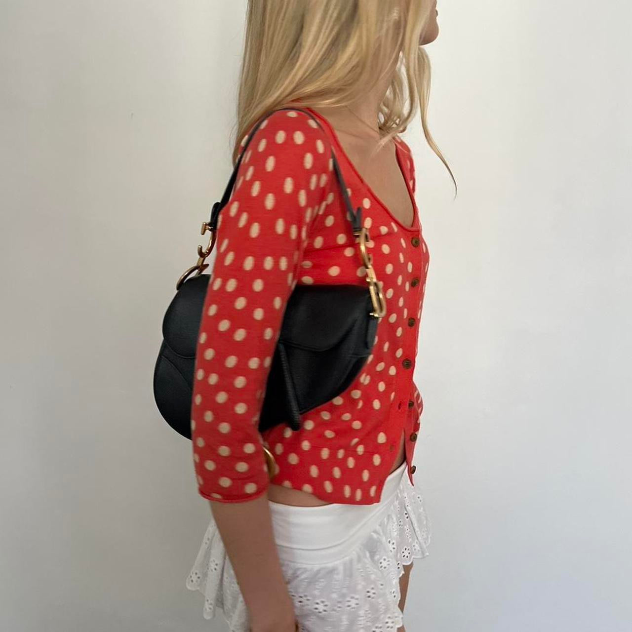 Vintage red polka dot cardigan top