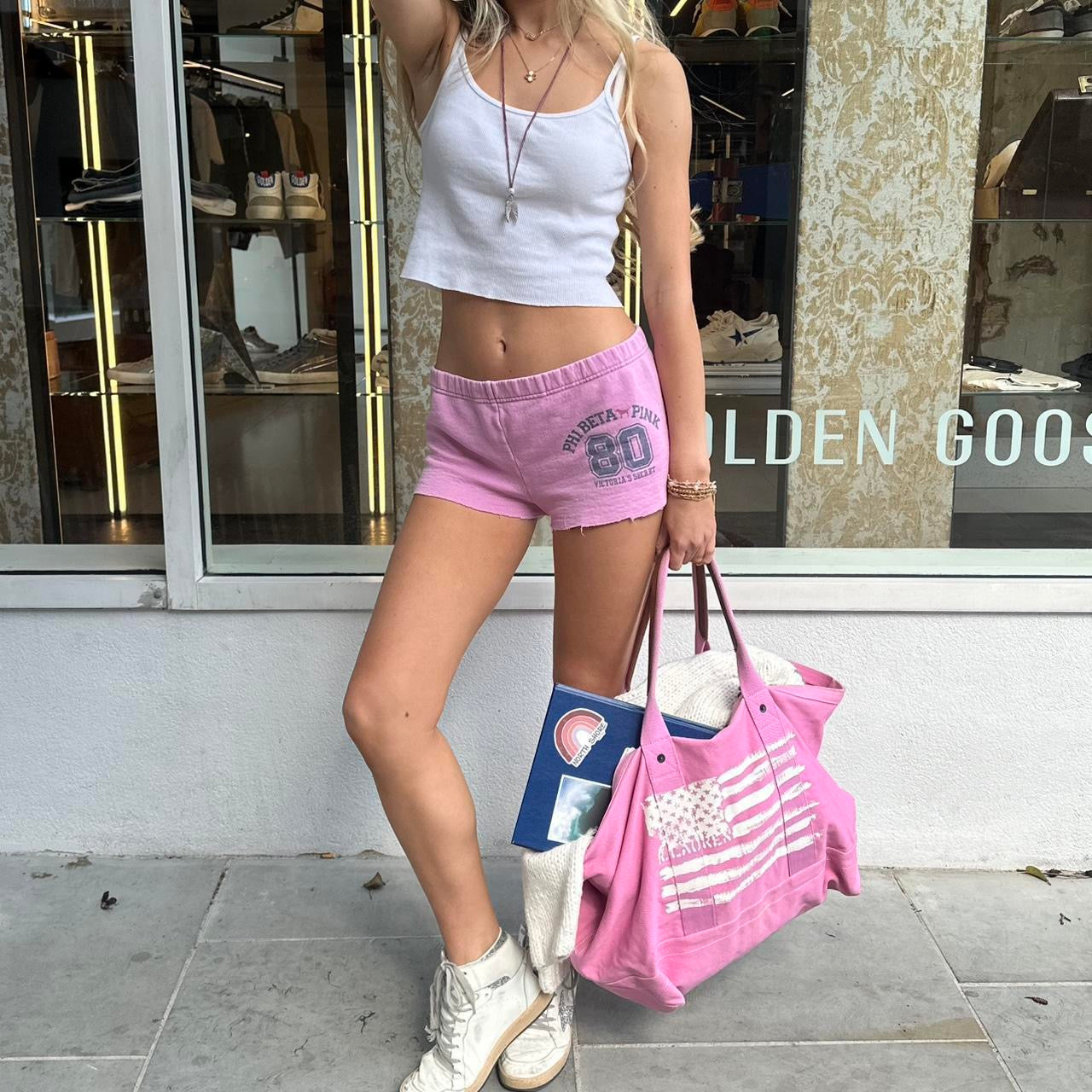 Vintage 2000’s Victoria’s Secret pink varsity shorts