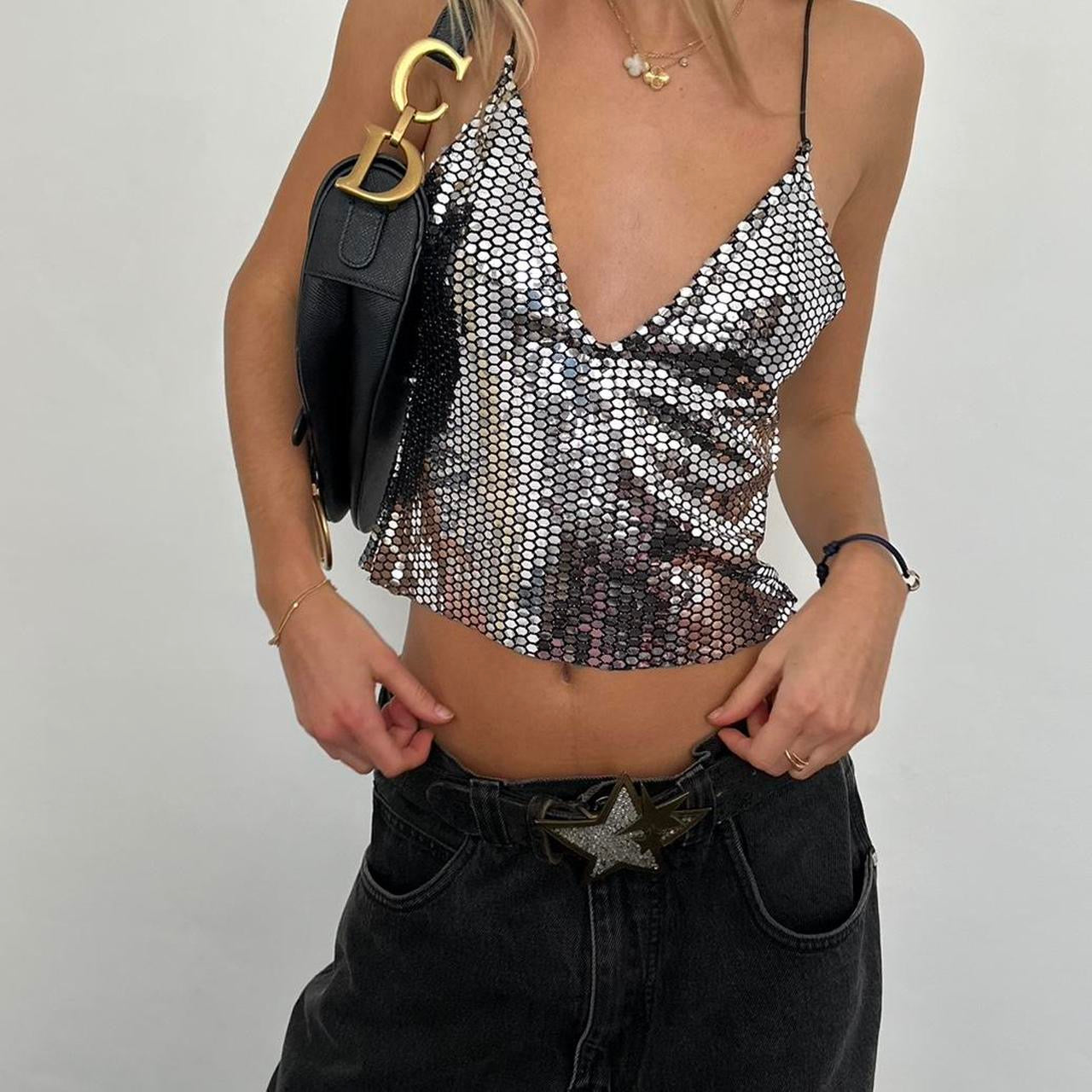 Vintage silver embellished top