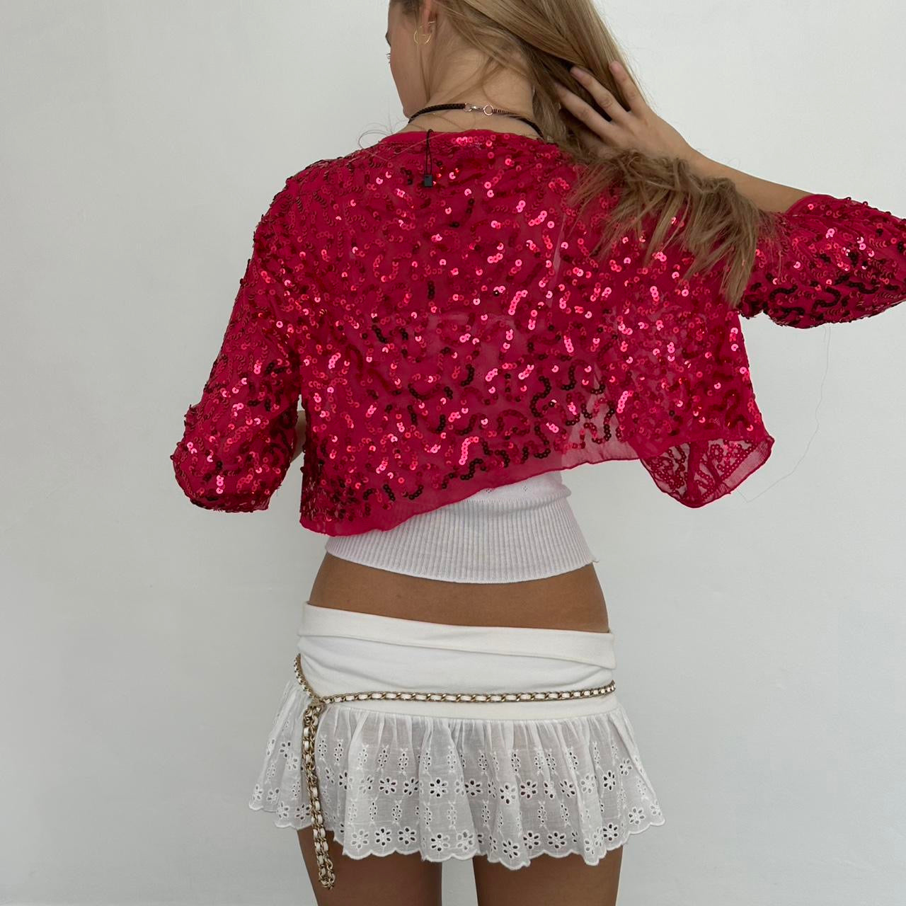 Vintage hot pink sequin delicate layering top