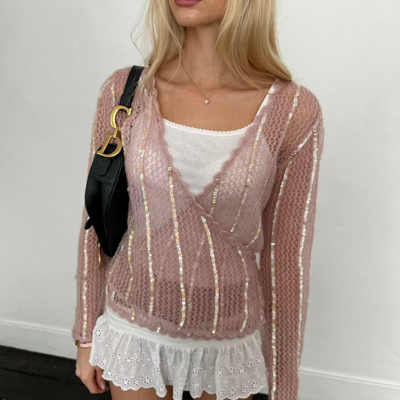 Vintage 90ās pink knit wrap top