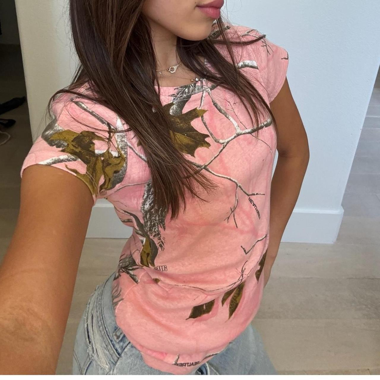 Vintage 2000’s pink camouflage baby tee