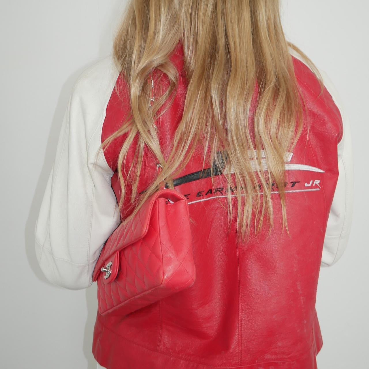 Vintage 90βs varsity red leather jacket π