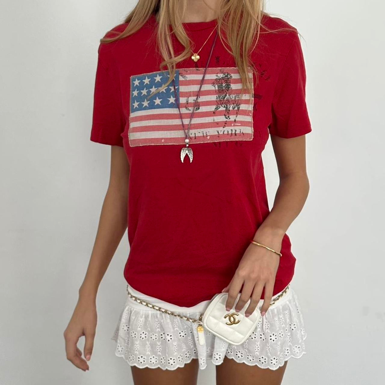 Vintage Polo Ralph Lauren red American flag baby tee