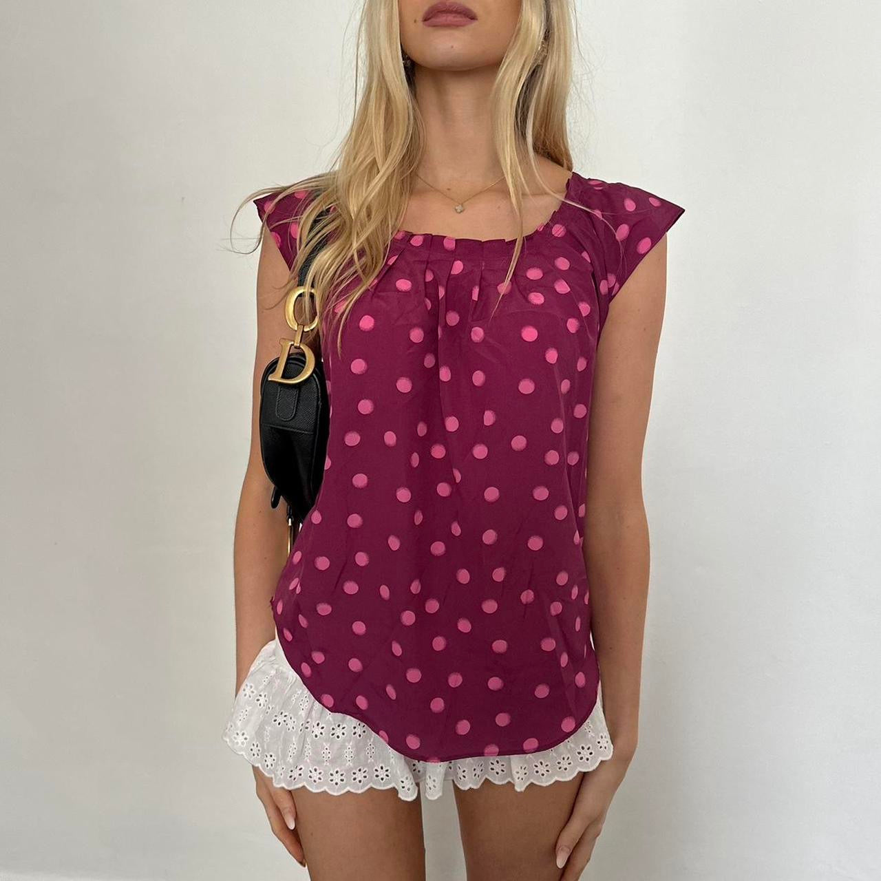 Vintage 90’s pink polka dot blouse top