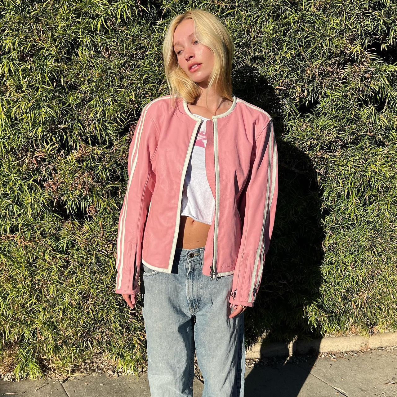 Vintage pink leather jacket π