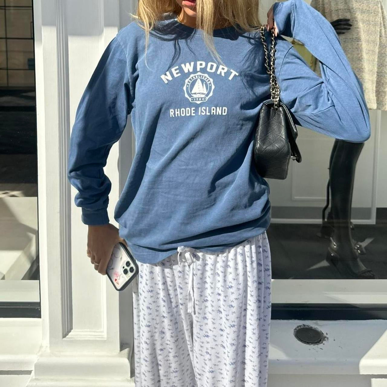 Vintage Newport blue long sleeve top