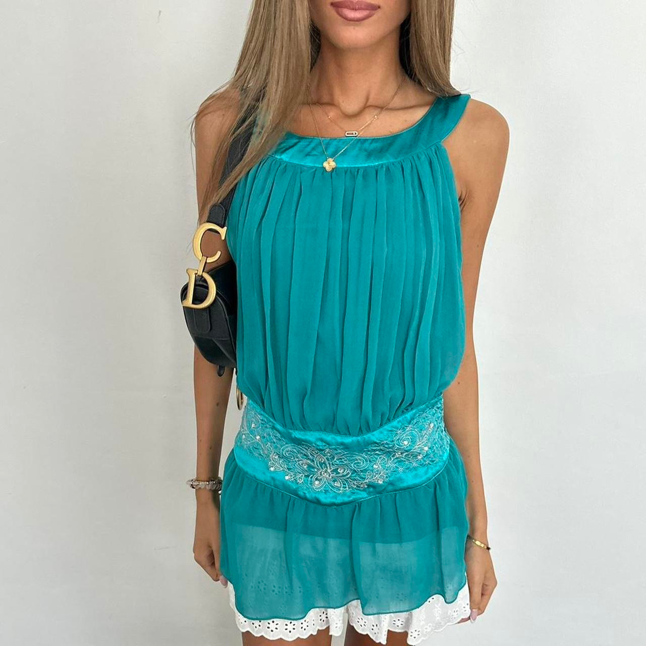 Vintage 90’s aqua blue sequin top