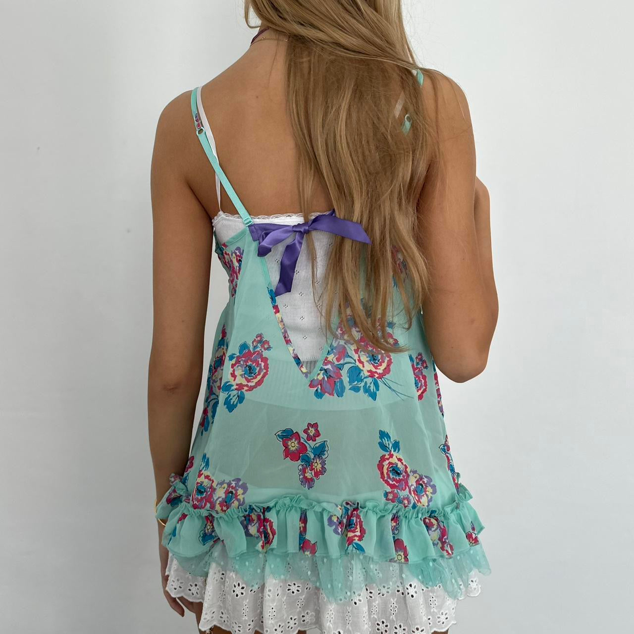 Vintage floral aqua cami top