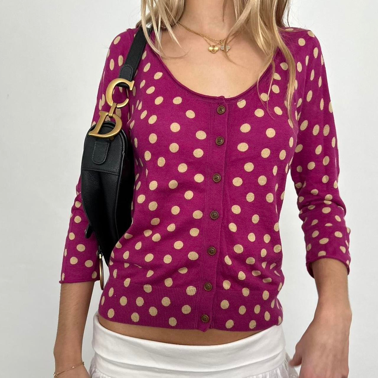 Vintage polka dot print cardigan top