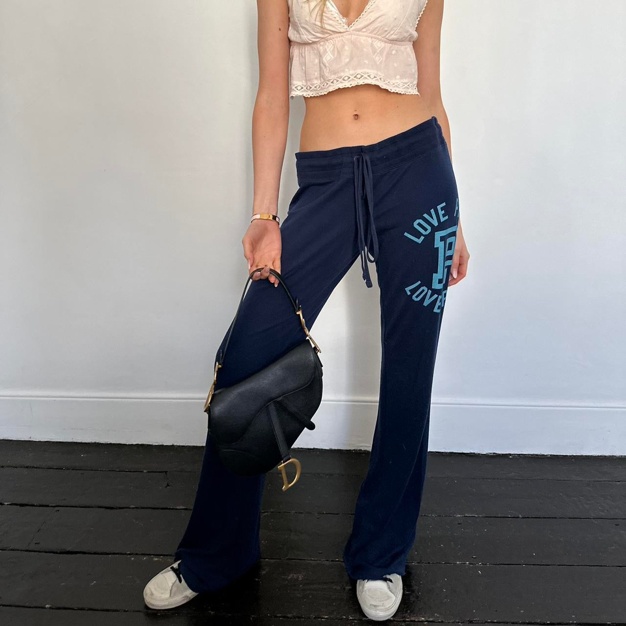 Vintage 2000’s Victoria’s Secret navy and blue sweatpants