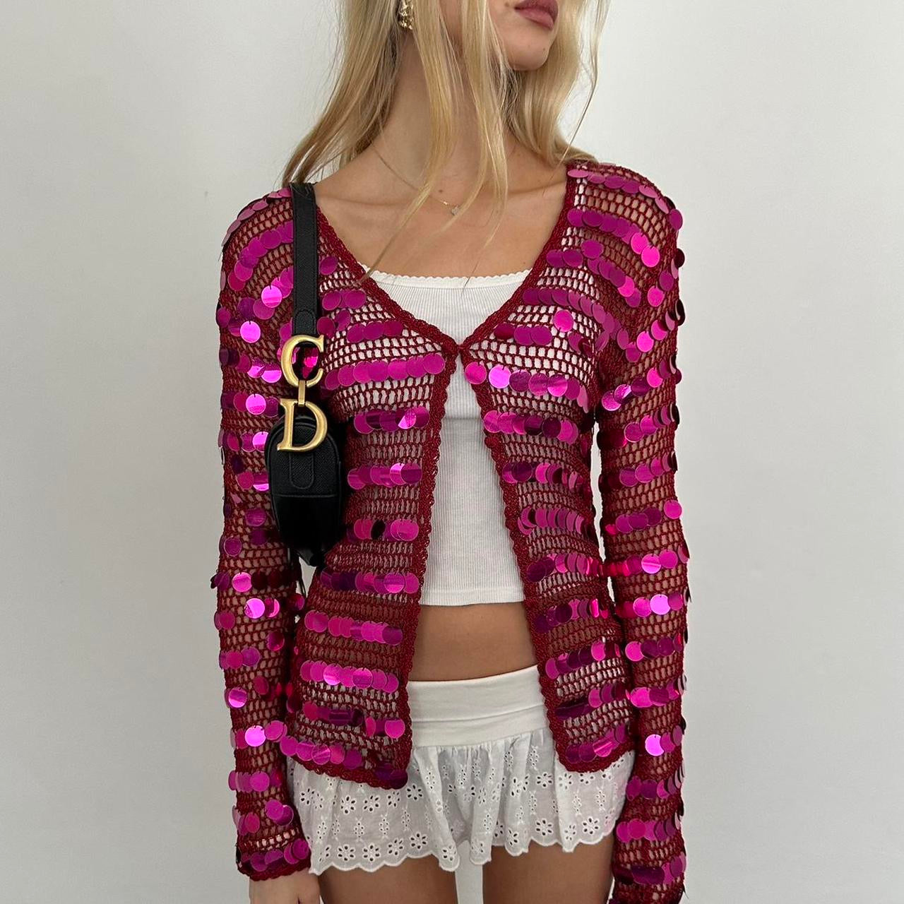Vintage 90’s pink sequin long sleeve top