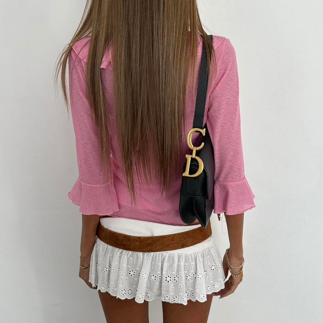 Vintage pink wrap tie up top