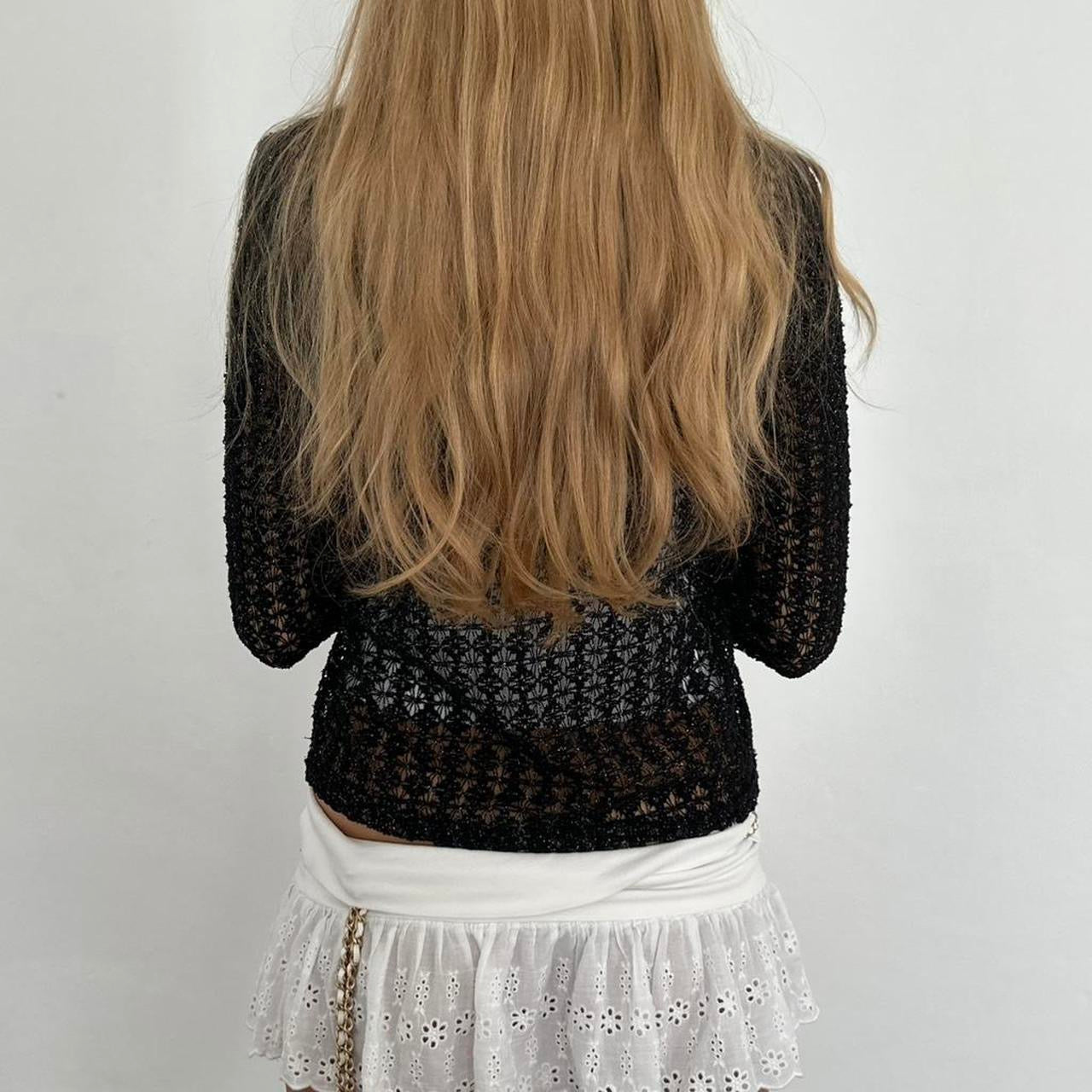 Vintage 90’s black crochet cardigan top