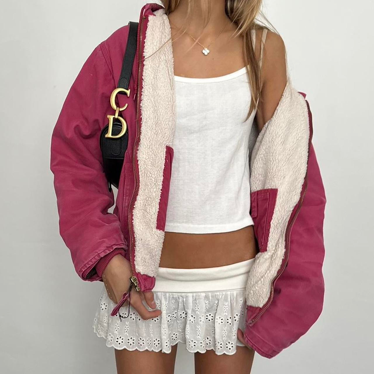 Vintage 90ās dark pink fleece jacket š¤