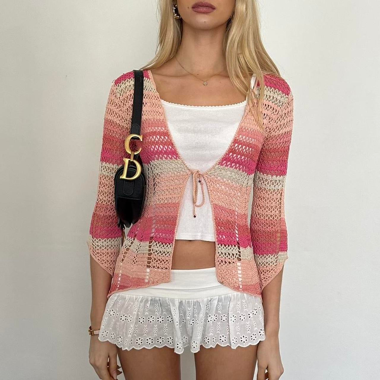 Vintage 90’s multicoloured tie up long sleeve cardigan top