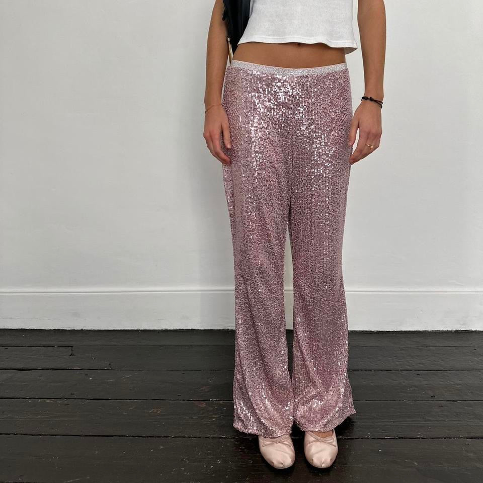 Vintage pink sequin embellished pants