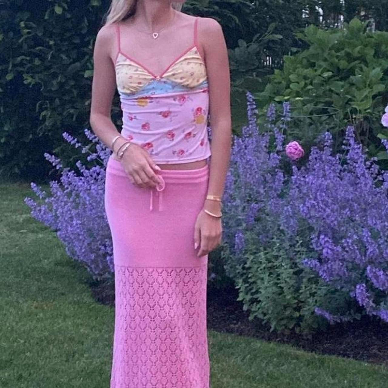 Vintage patchwork 90s pink pastel floral cami top š