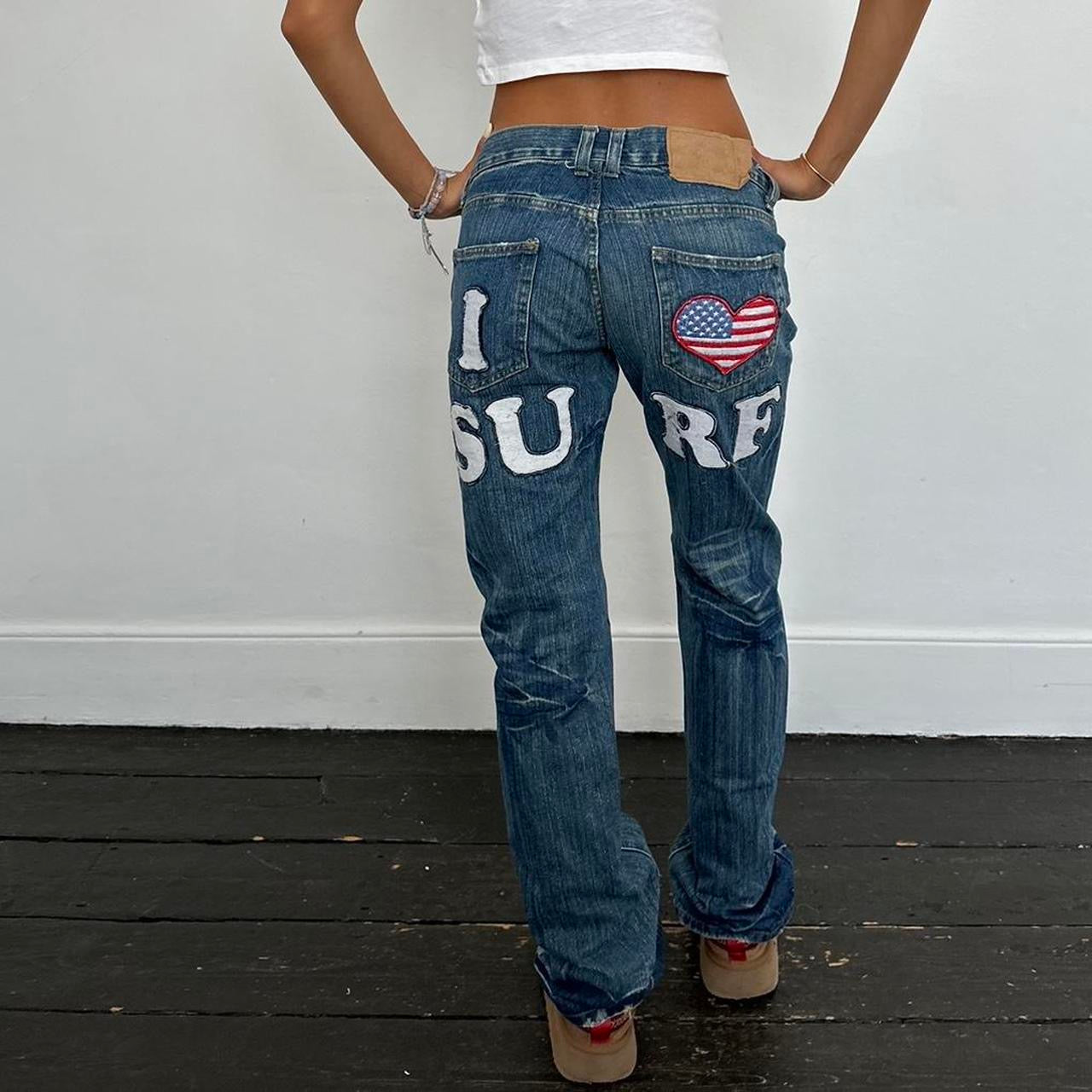 Vintage iconic rare 90s I love surf jeans 🩵🏄🏼♀️