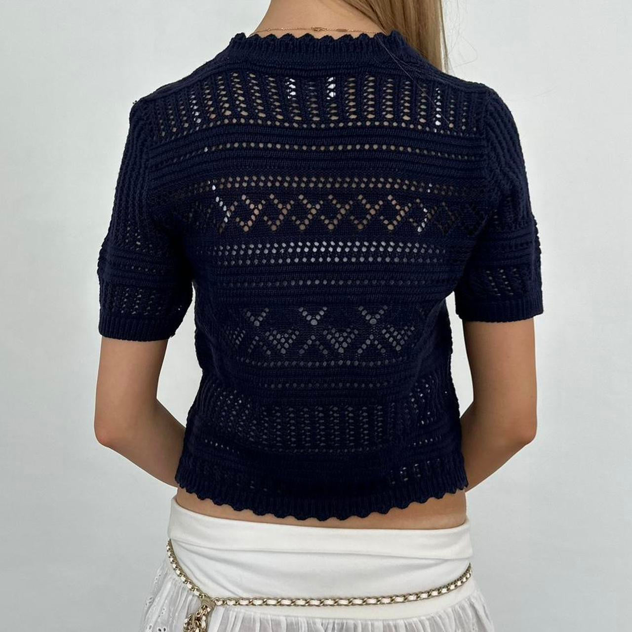 Vintage navy crochet layering top