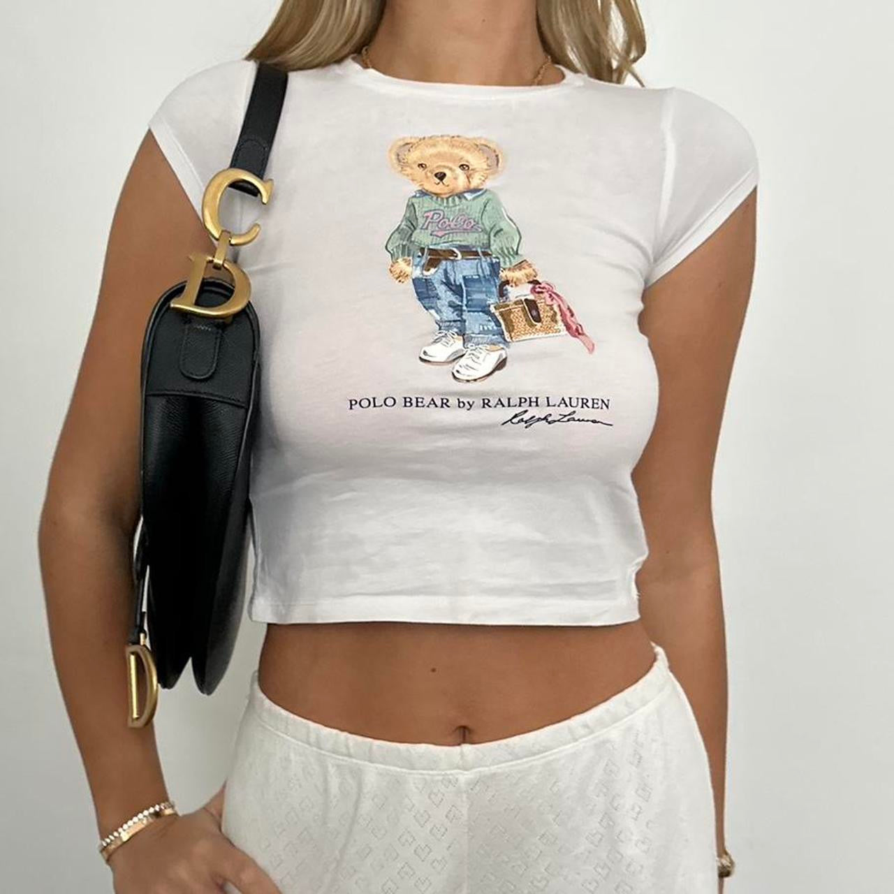Vintage Ralph Lauren white cute teddy baby tee