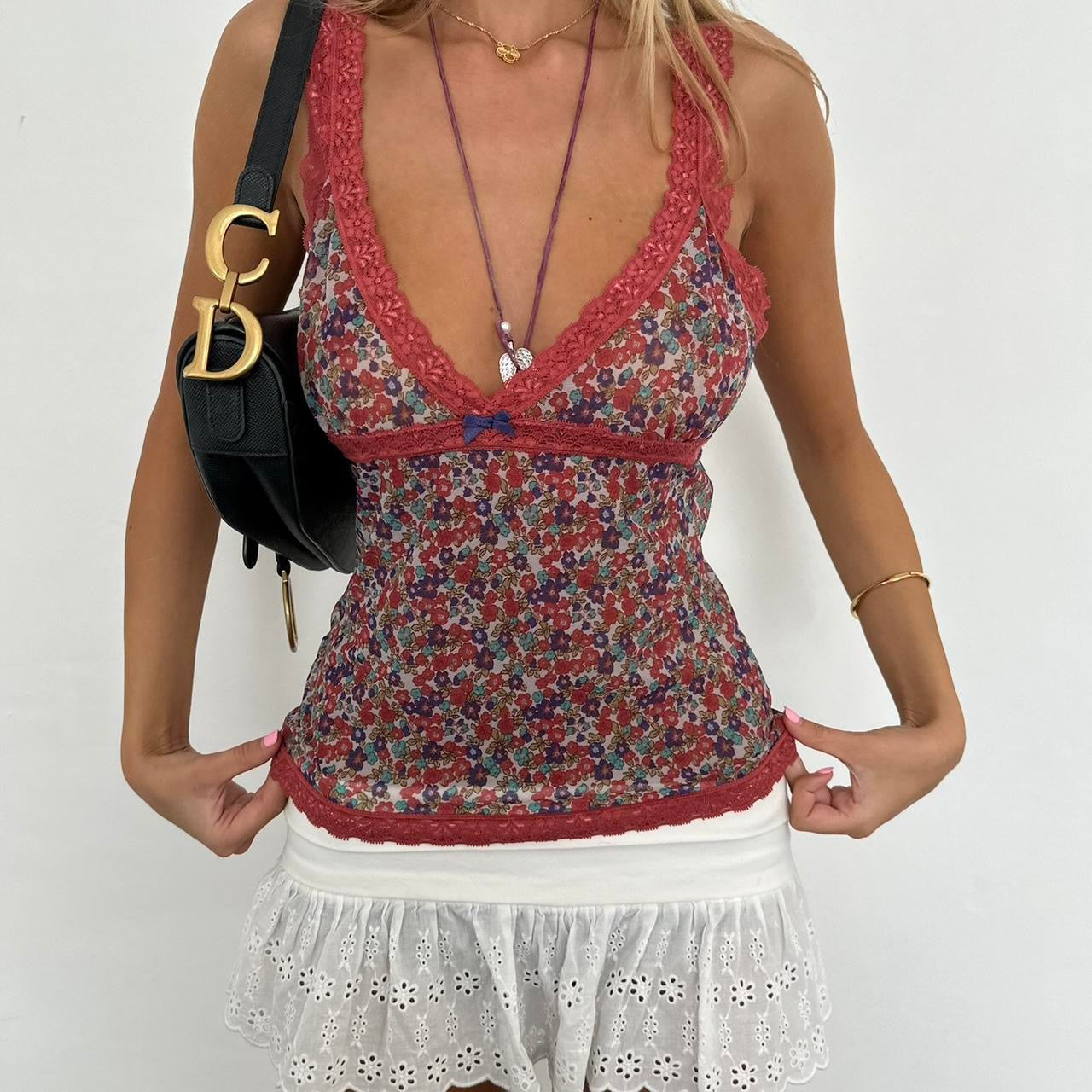 Vintage 2000’s floral lace colourful cami top
