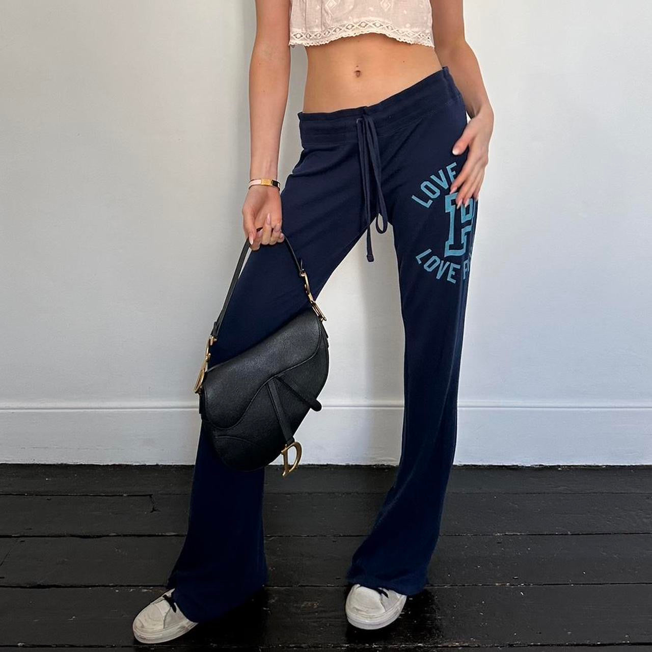 Vintage 2000’s Victoria’s Secret navy and blue sweatpants