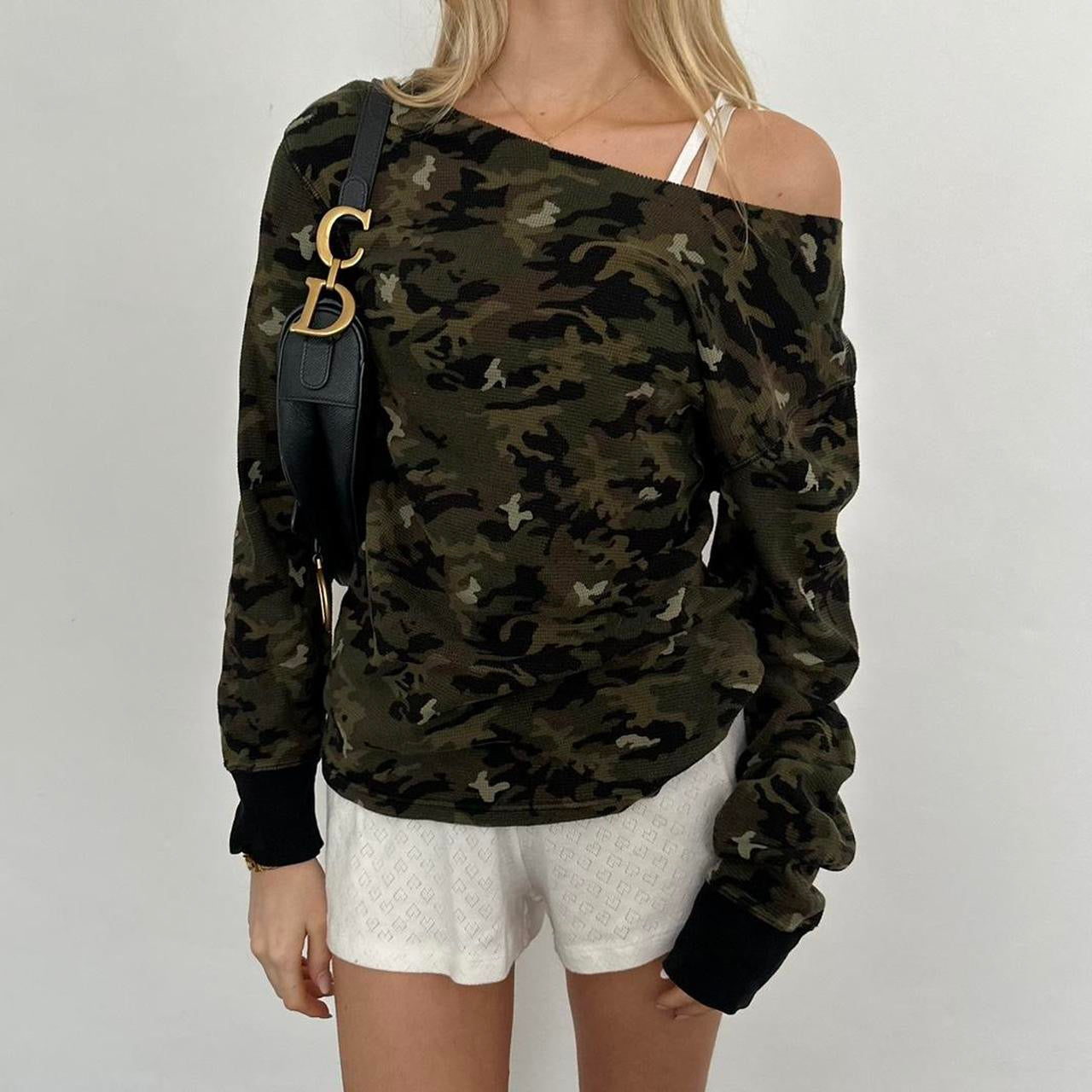 Vintage Ralph Lauren off shoulder camouflage top