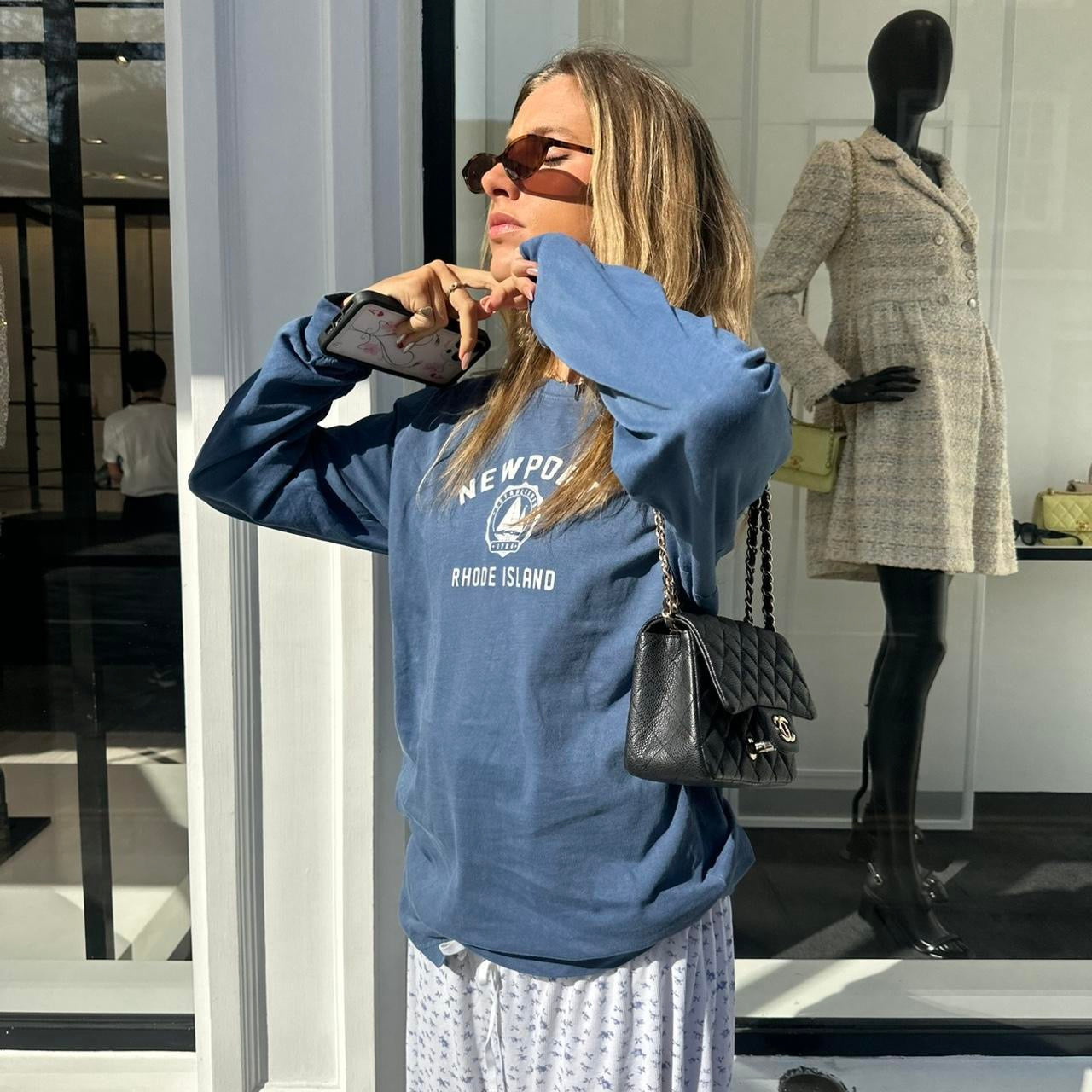Vintage Newport blue long sleeve top