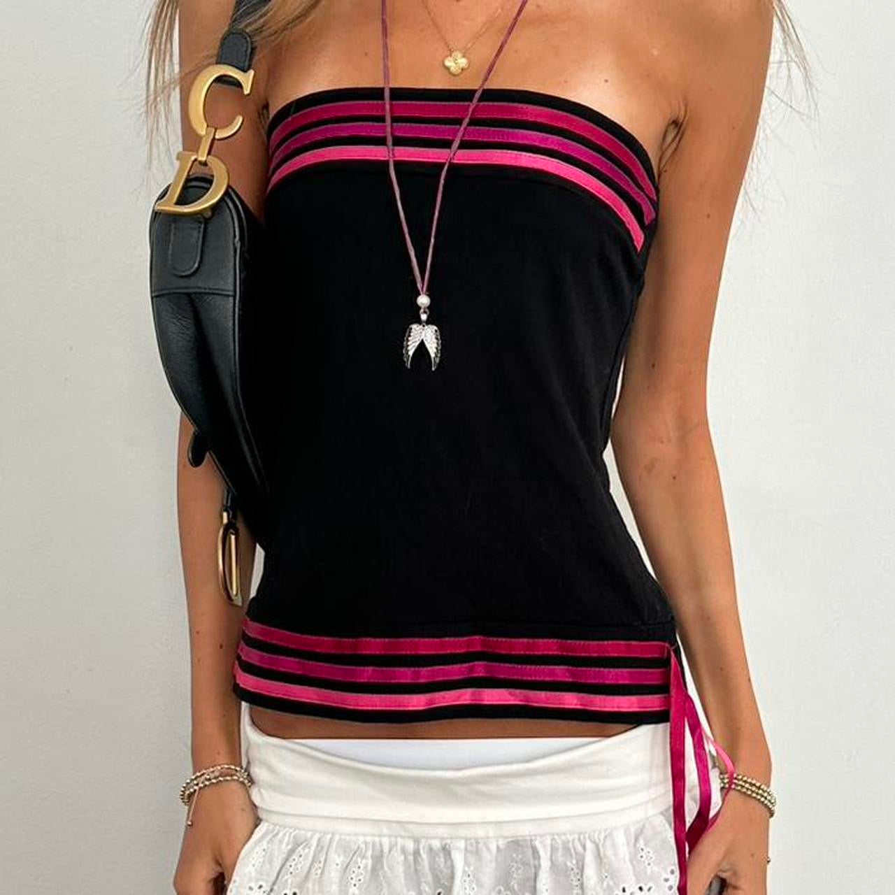 Vintage 2000’s black strapless ribbon top