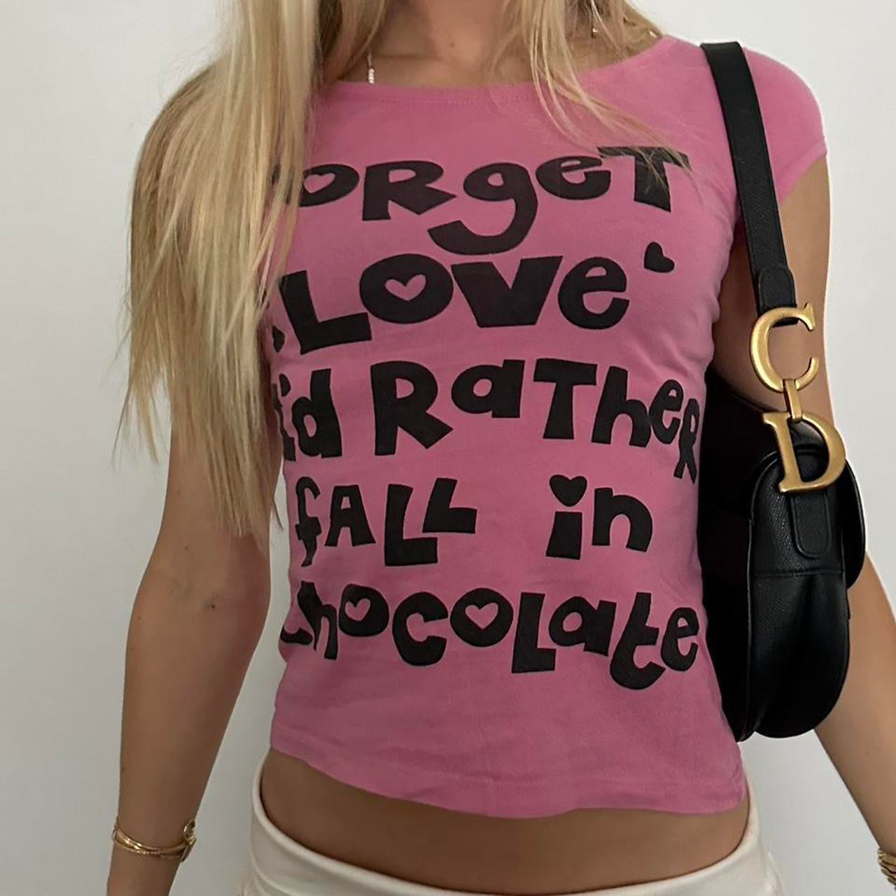 Vintage 90’s ‘ Forget Love I’d rather fall in chocolate’ baby tee