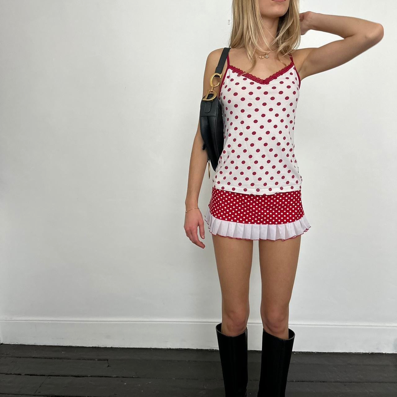 Vintage polka dot red and white cami top