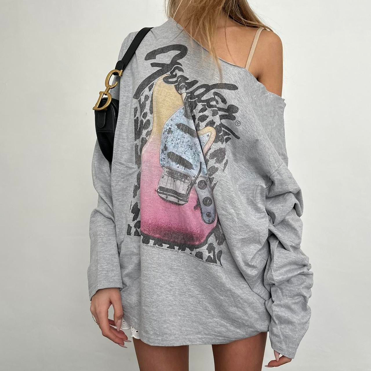 Vintage grey guitar long sleeve top