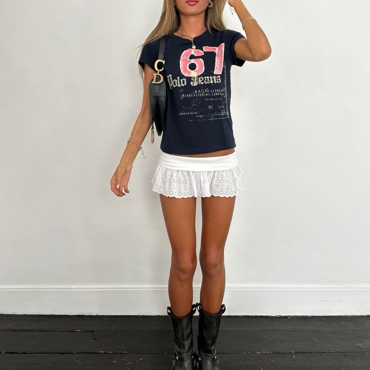 Vintage Ralph Lauren pink 67 graphic baby tee