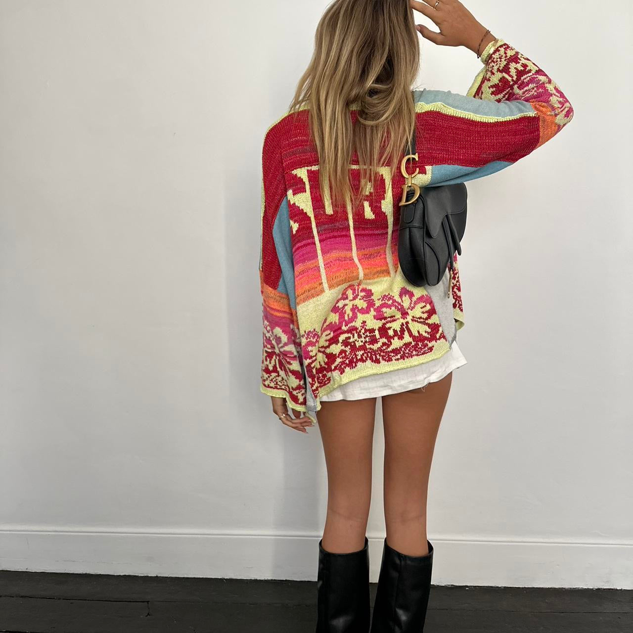 Vintage surf tropical knit cardigan sweater š
