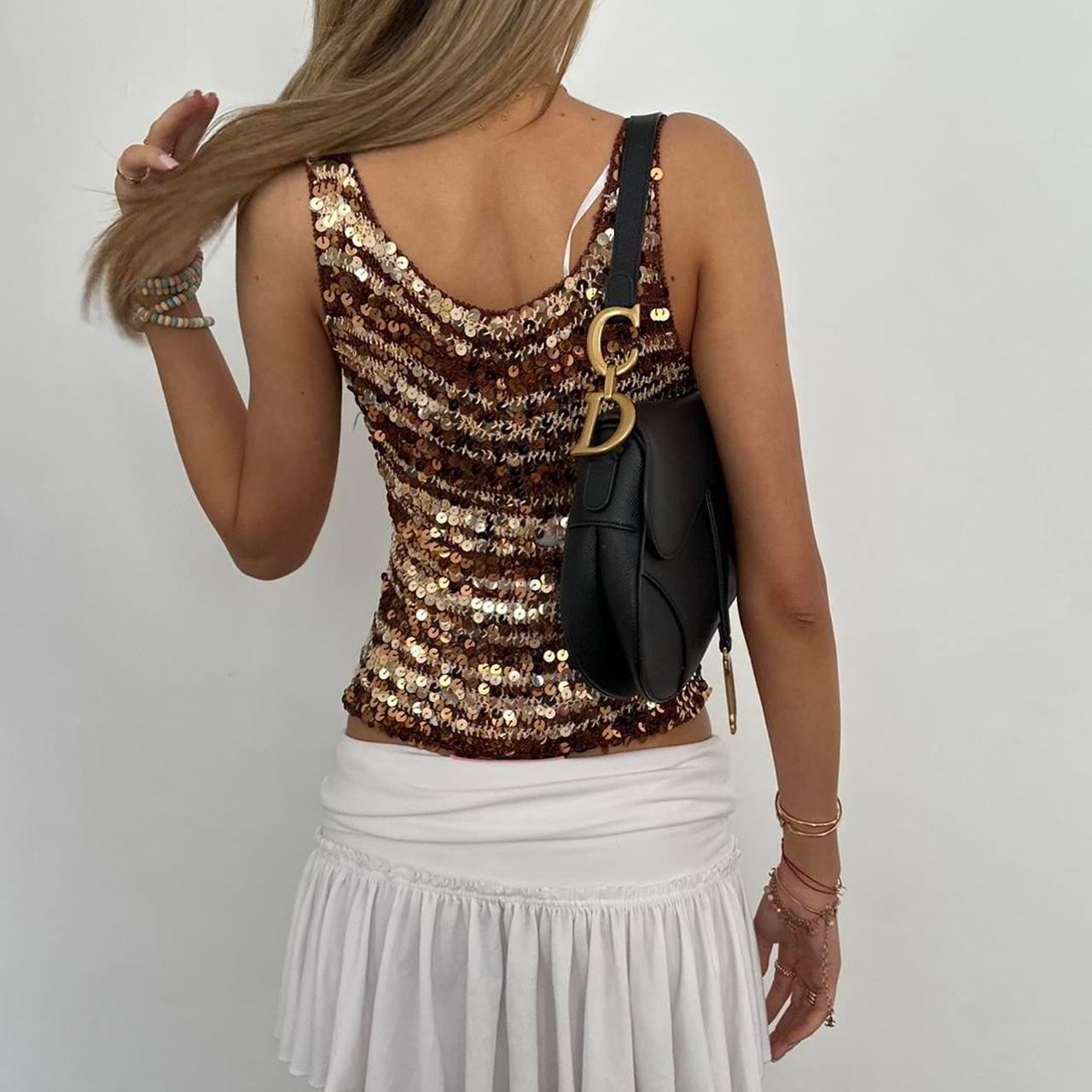 Vintage 2000s sequin brown cami top