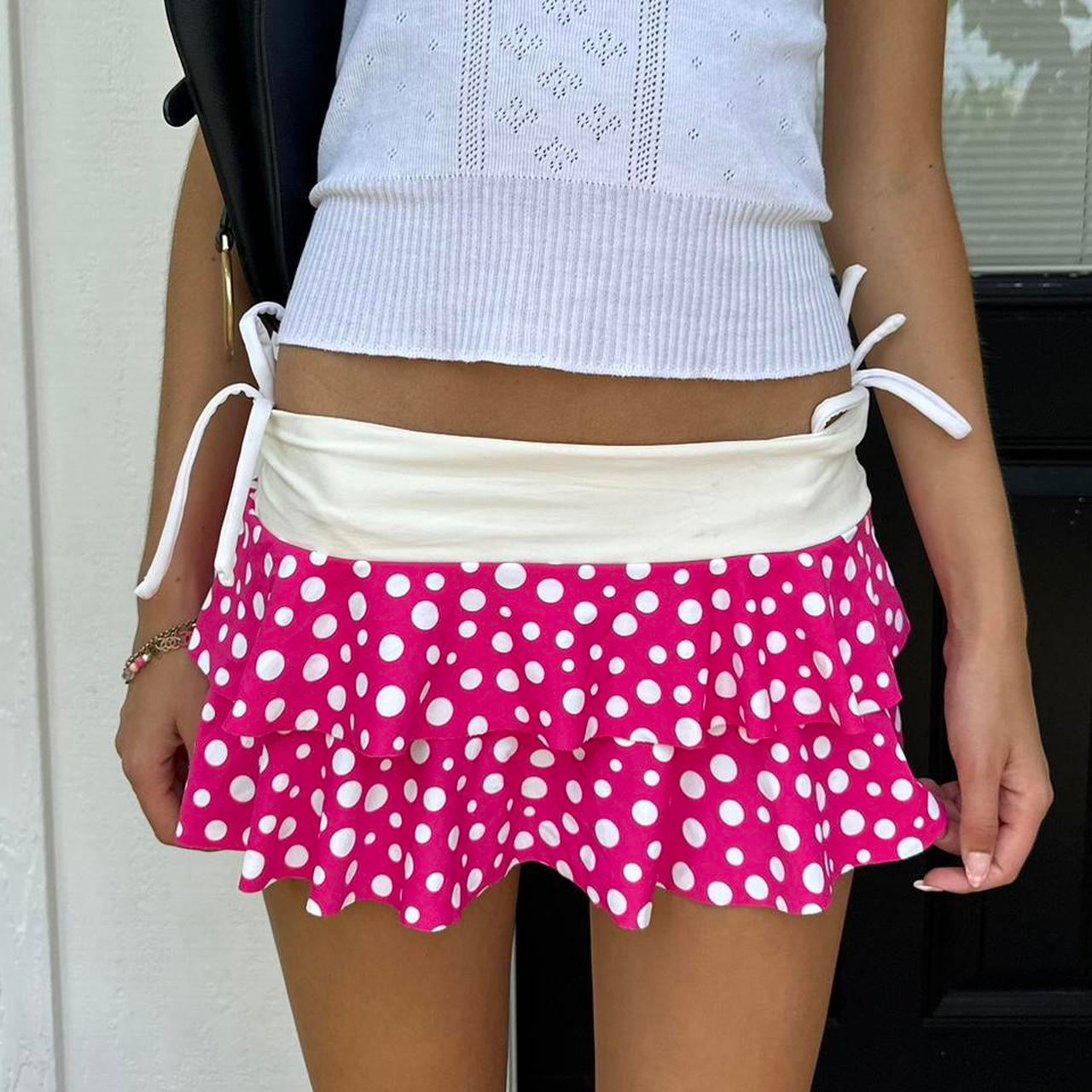 Vintage 90’s pink polka dot mini skirt