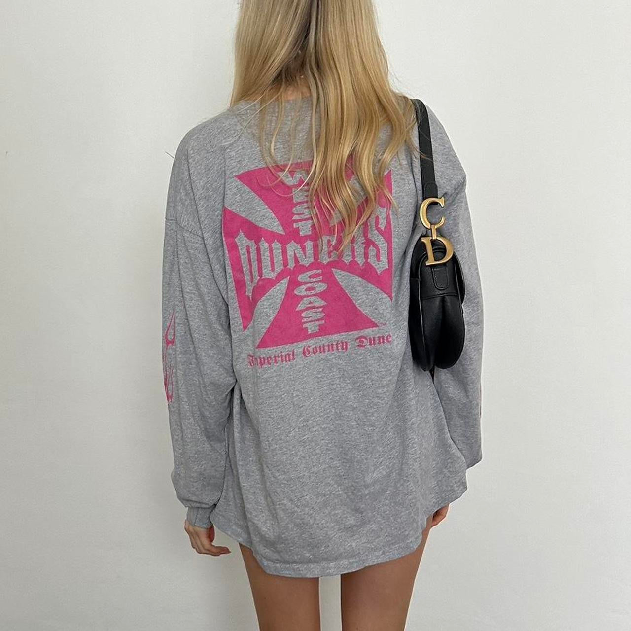 Vintage West Coast Choppers pink rare long sleeve oversized top