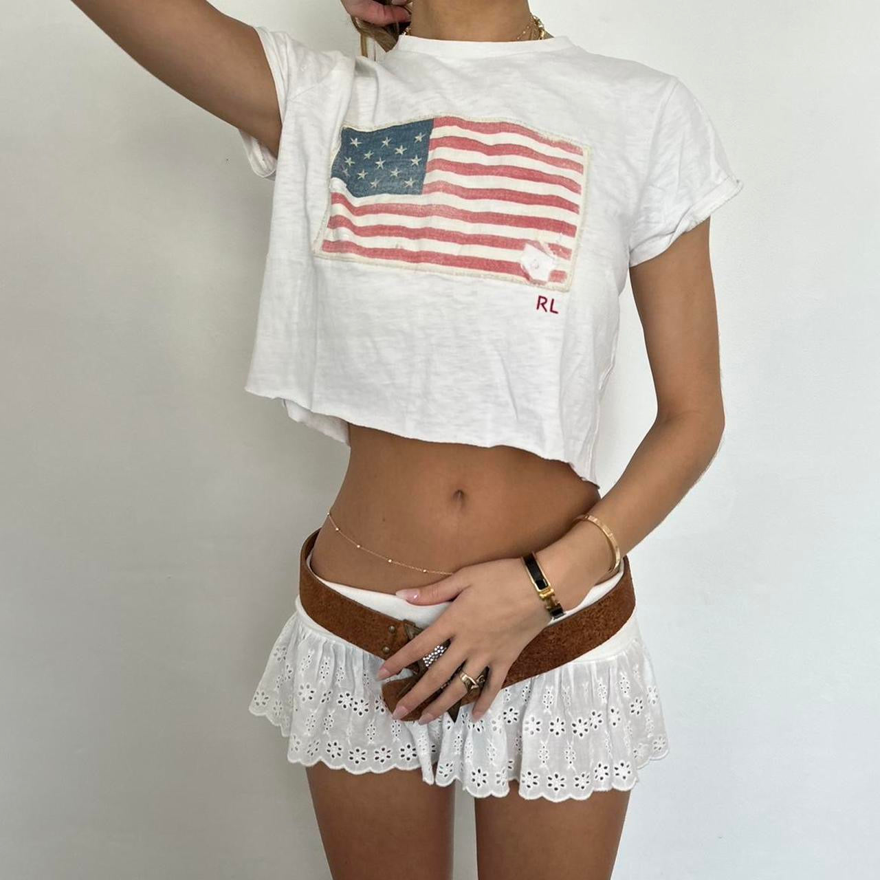 Vintage Ralph Lauren American flag distressed baby tee