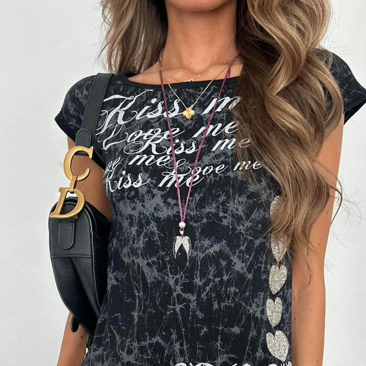 Vintage 2000’s black graphic script top