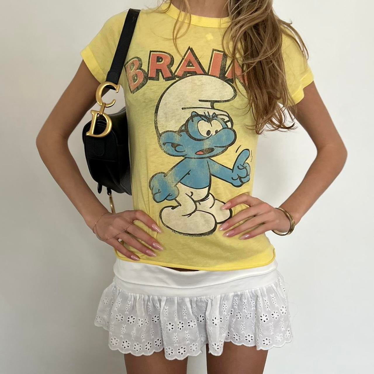 Vintage yellow graphic American baby tee