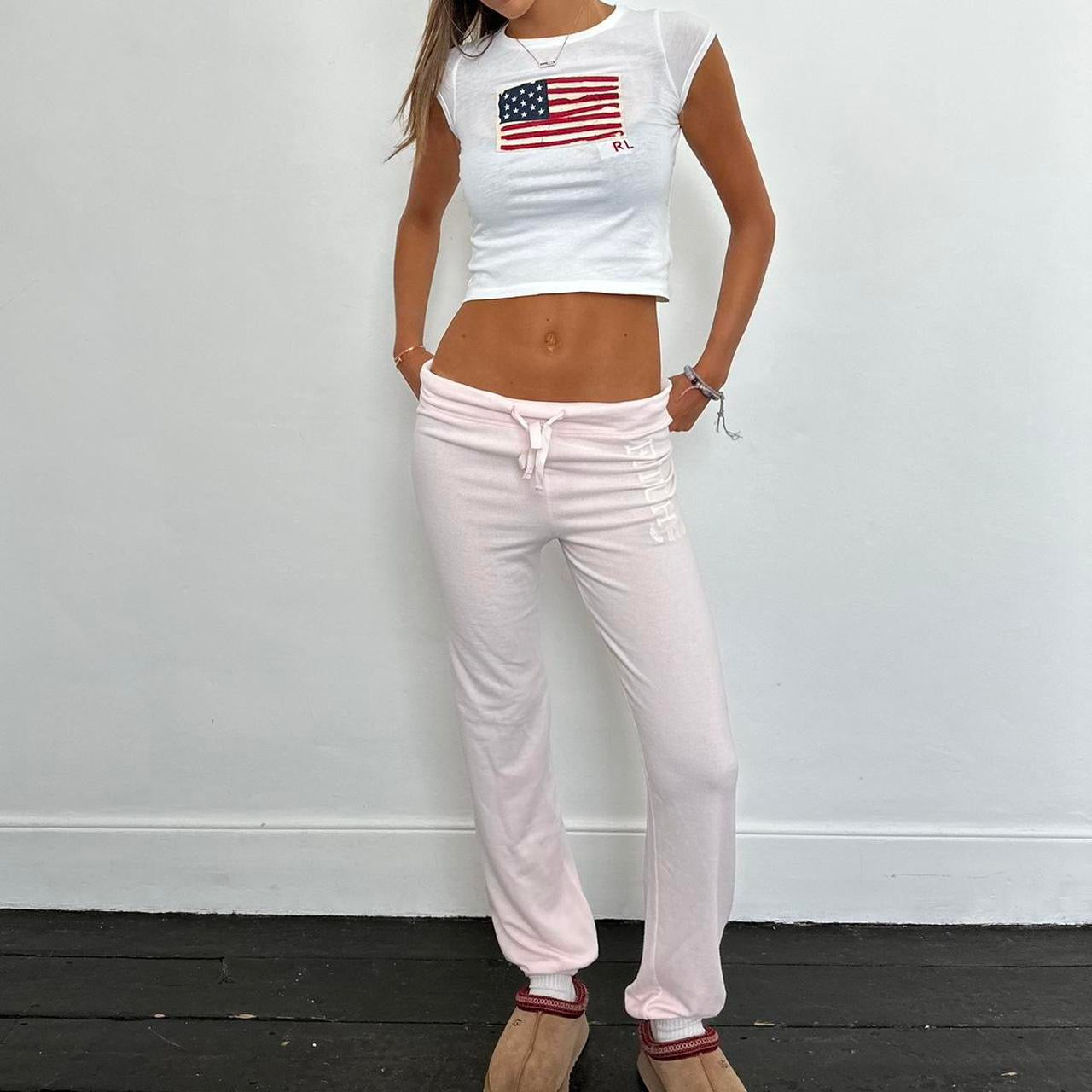 Vintage baby pink Abercrombie and Fitch 2000s sweatpants