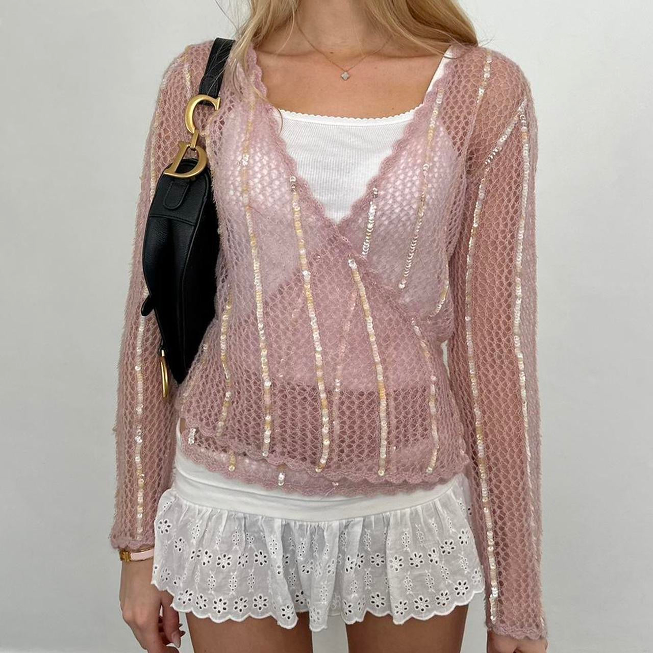 Vintage 90ās pink knit wrap top