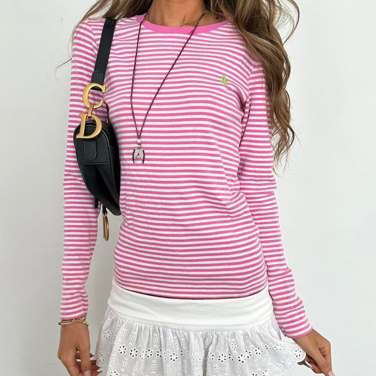 Vintage 90’s Polo Ralph Lauren pink striped long sleeve top