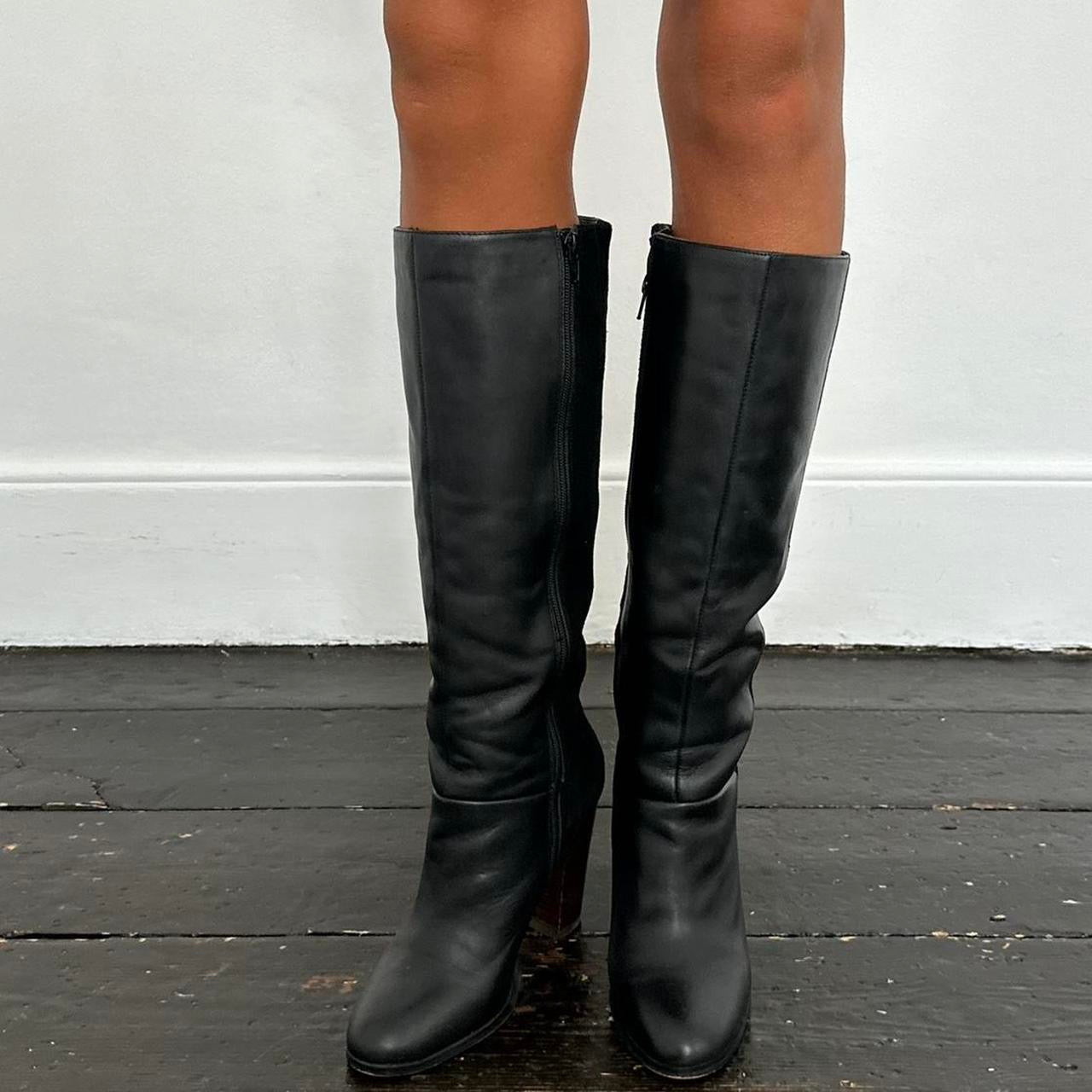 Vintage genuine leather heel boots