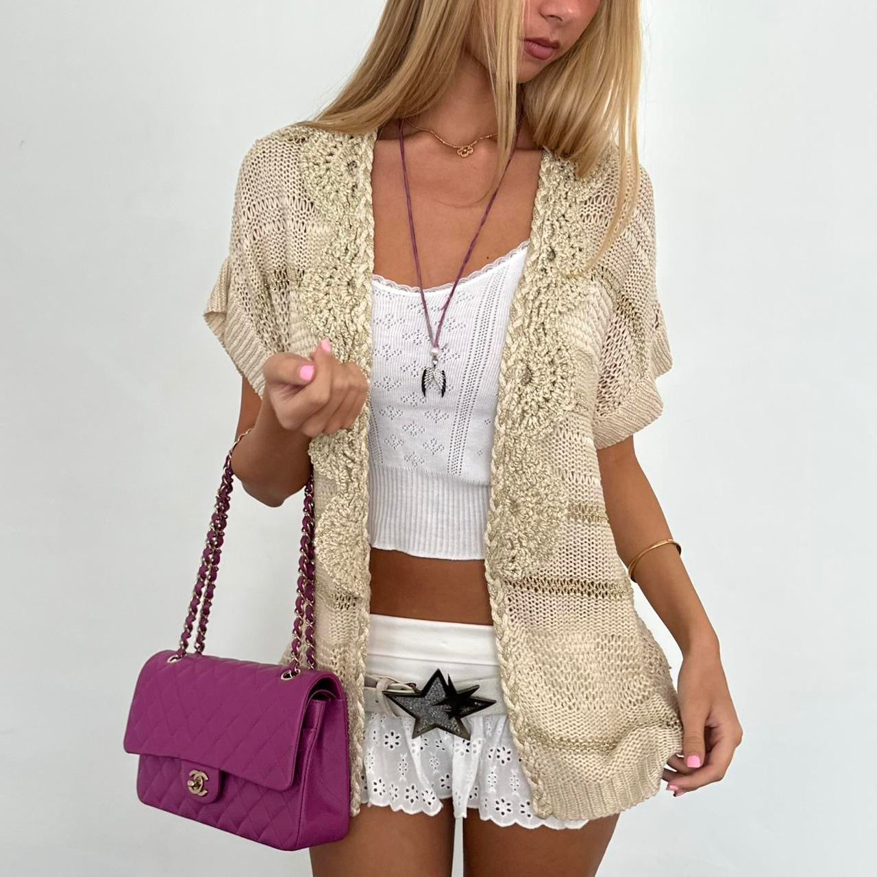 Vintage 90’s cream boho cardigan top
