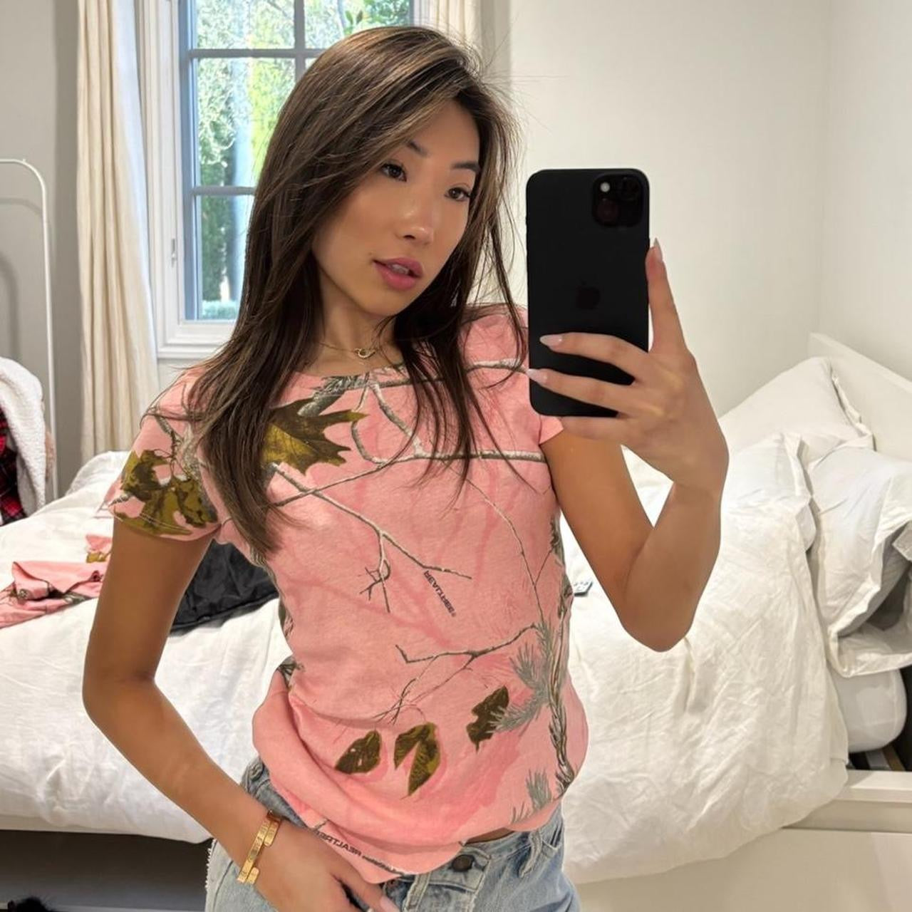 Vintage 2000’s pink camouflage baby tee