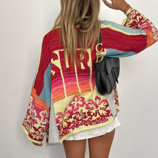 Vintage surf tropical knit cardigan sweater 🎀