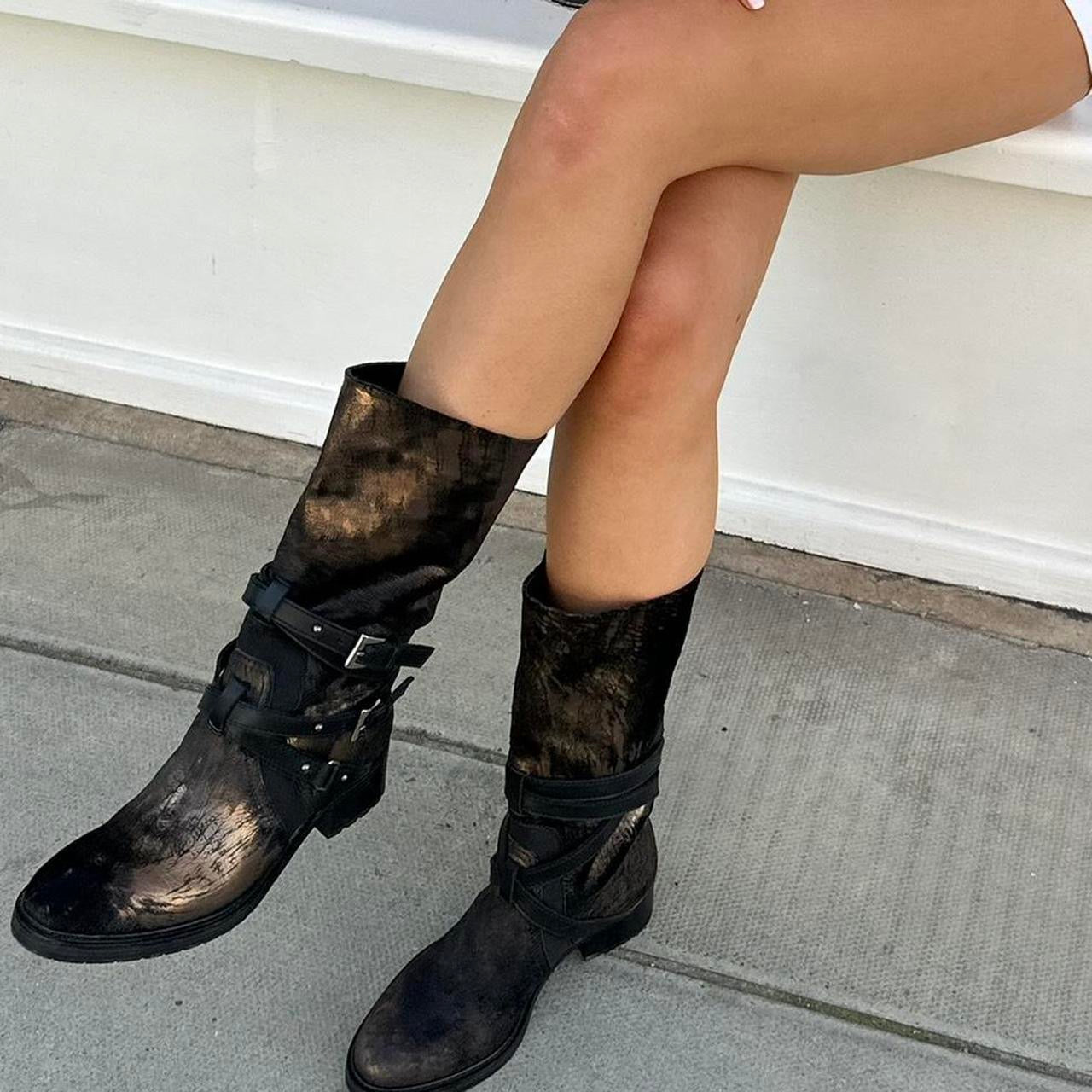 Vintage Sebastian made in Italy buckle leather boots